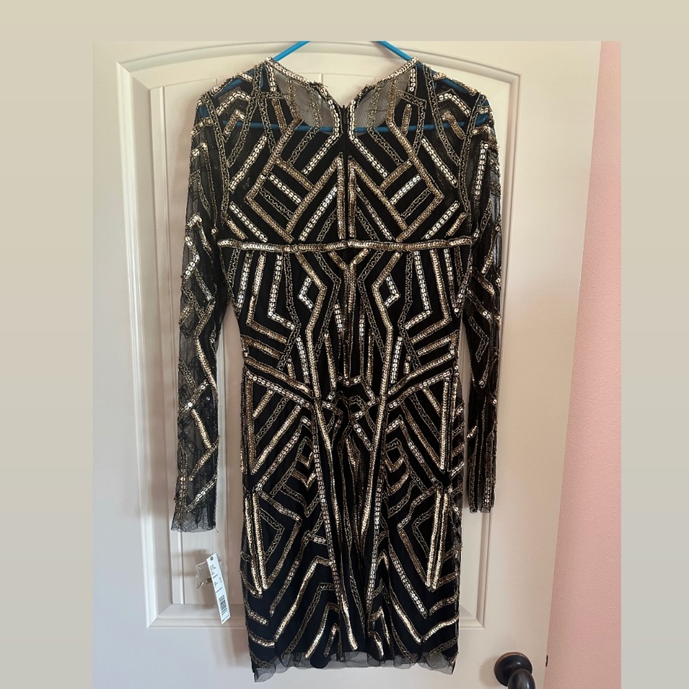 NWT  Gianni Bini Black dress with gold sequin detail